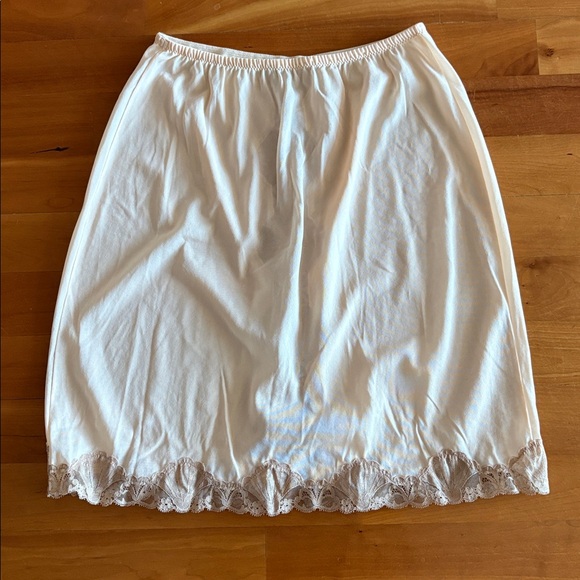 Vintage 1960's Emilio Pucci For Formfit Rogers Ivory Brown Lace Half Slip Large - Picture 8 of 9